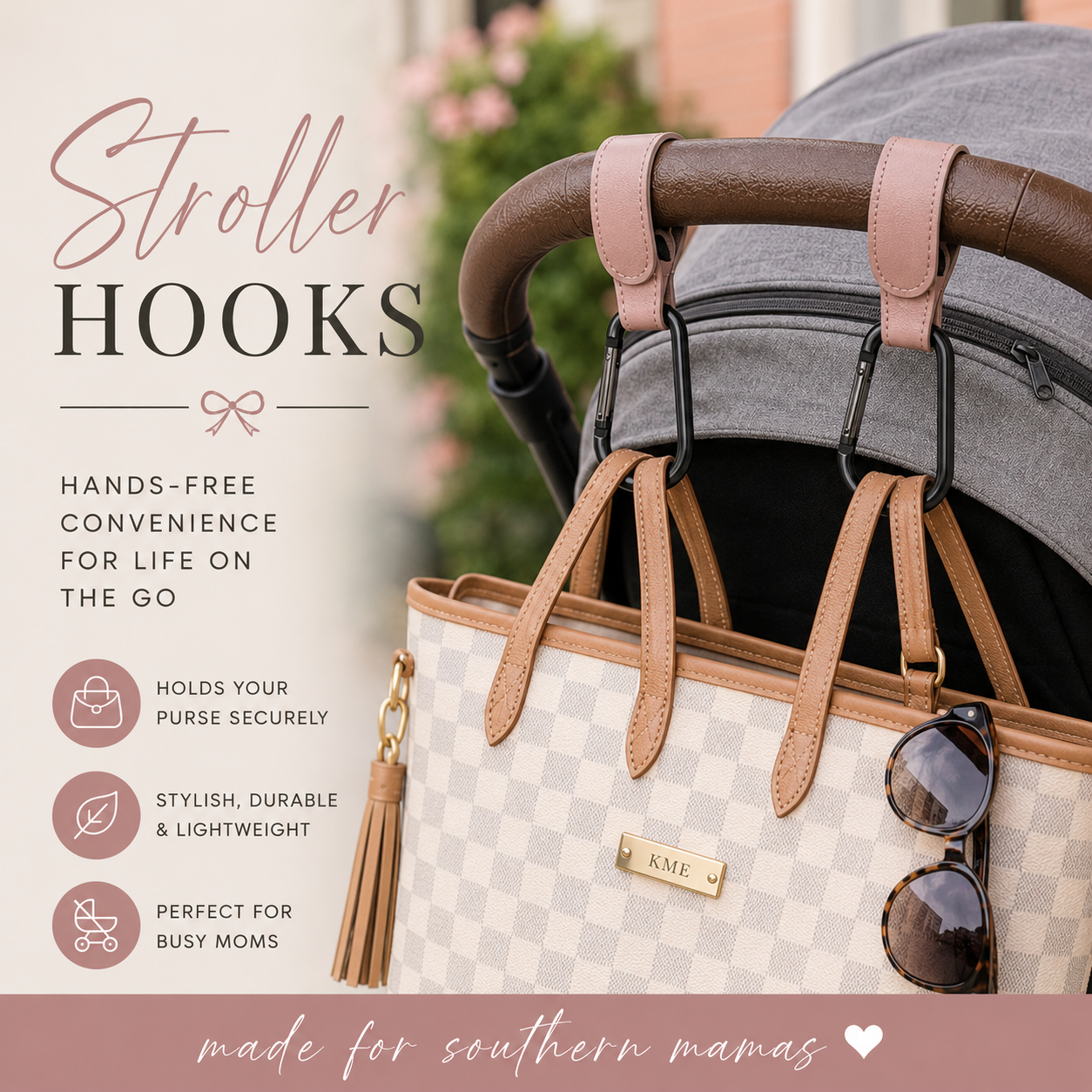2Pcs Leather Cart/Baby Stroller Hooks