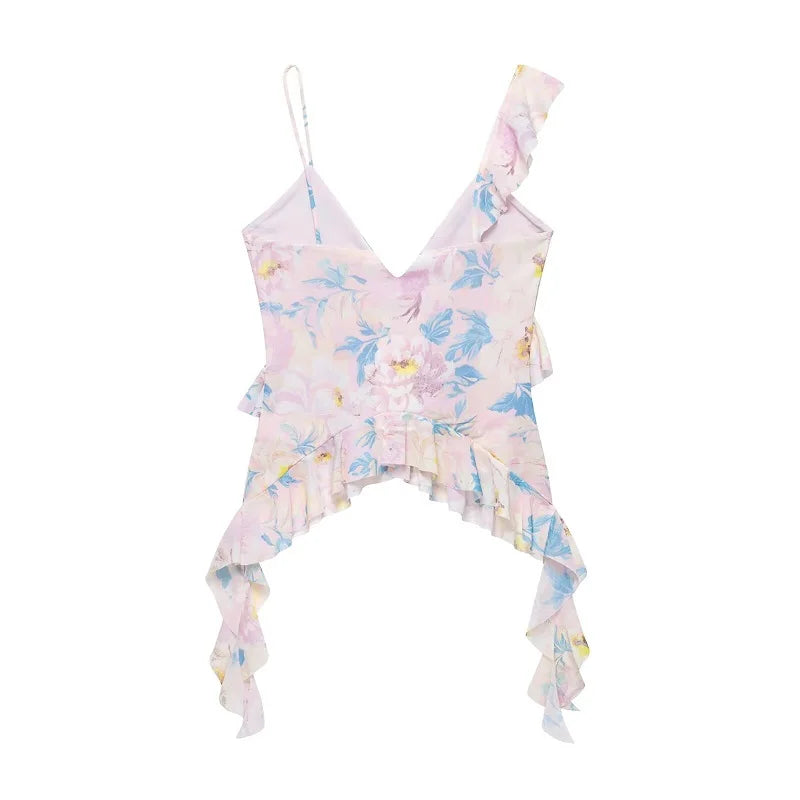Cowgirl Ruffle Tank Top - Leapord Print, Floral Print