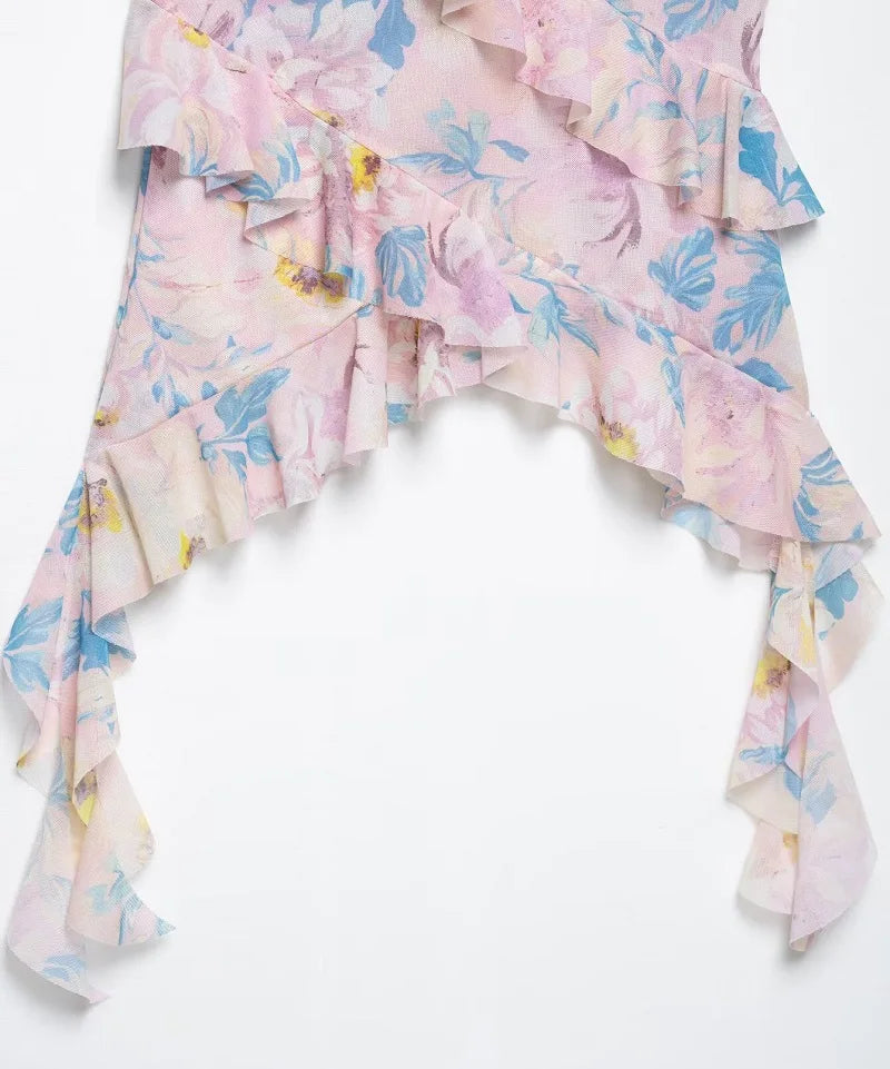 Cowgirl Ruffle Tank Top - Leapord Print, Floral Print