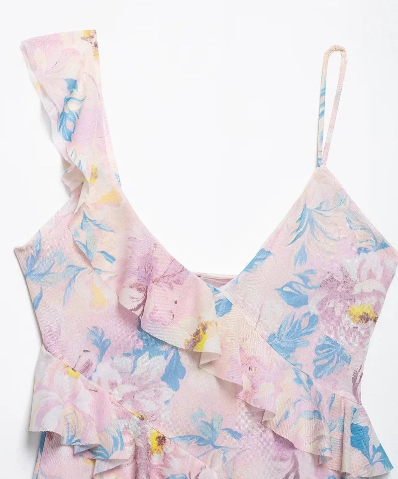 Cowgirl Ruffle Tank Top - Leapord Print, Floral Print