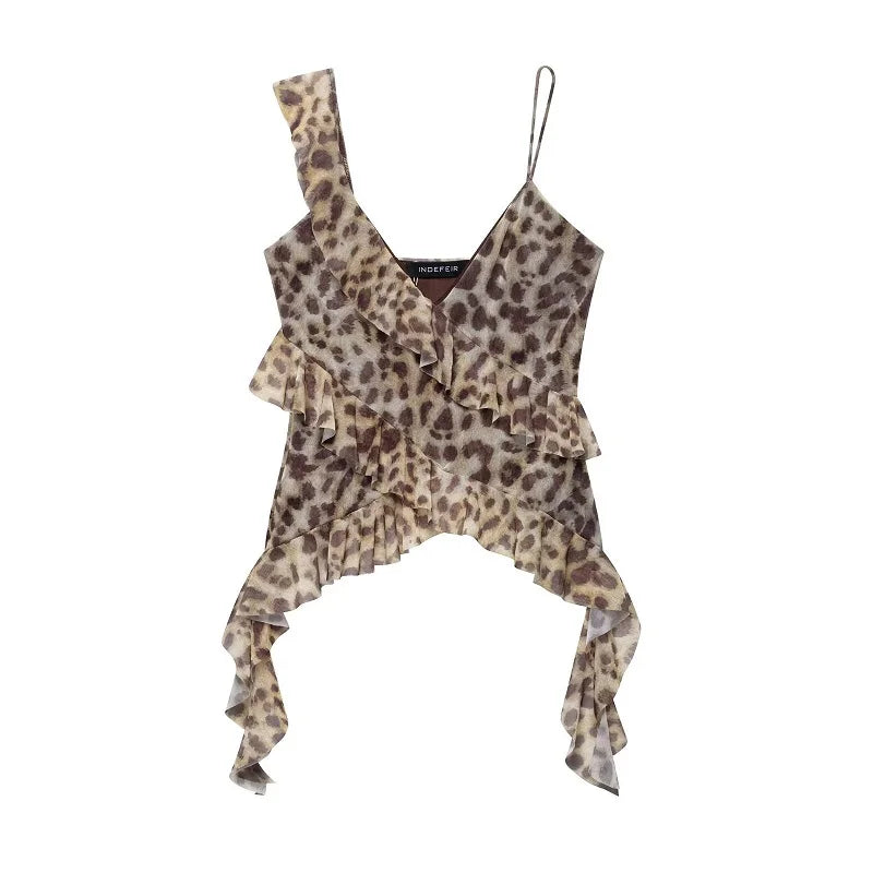Cowgirl Ruffle Tank Top - Leapord Print, Floral Print