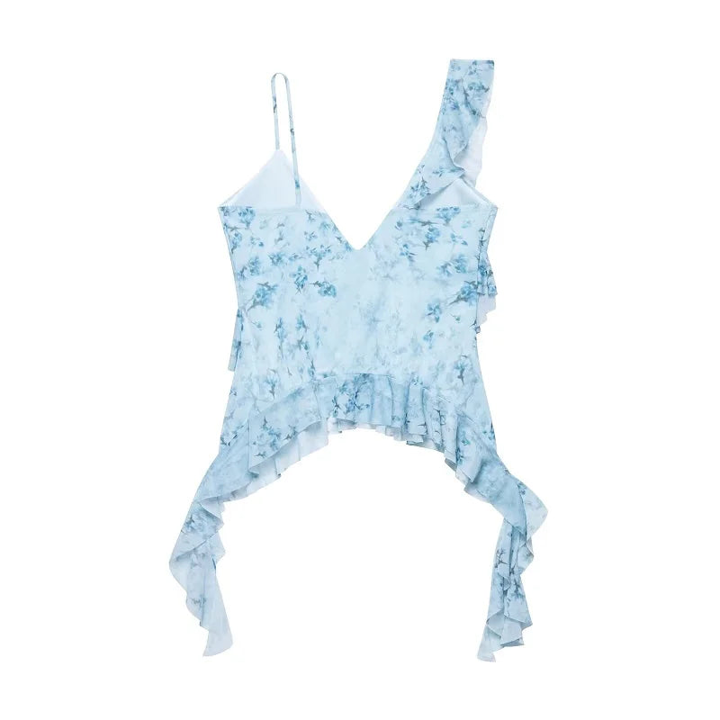 Cowgirl Ruffle Tank Top - Leapord Print, Floral Print